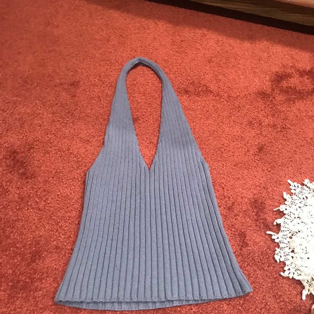 Ribbed knit halter top